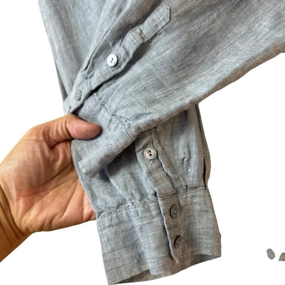 Eileen Fisher Organic Linen Tunic Popover Shirt Dress Chambray Blue‎ Size LG - Picture 7 of 12